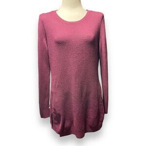 Free For All Long Tunic Sweater Burgundy Large